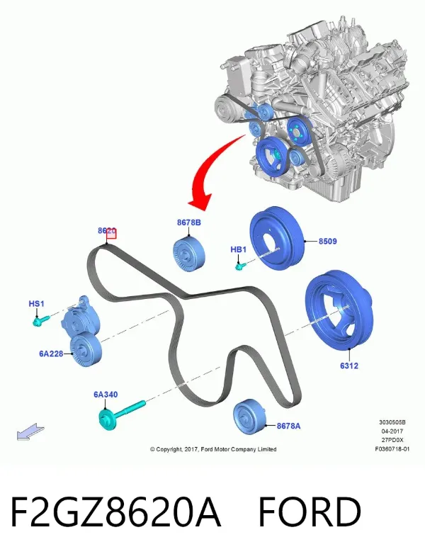 Pas napędowy mechanizmów F2GZ8620A Ford