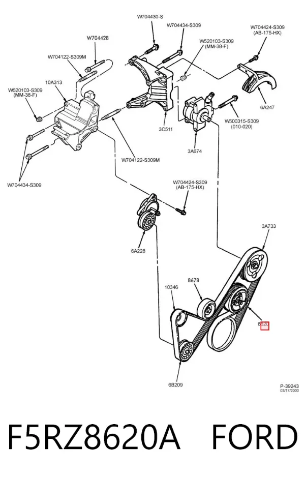 Pas napędowy mechanizmów F5RZ8620A Ford