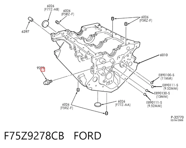 Czujnik ciśnienia oleju F75Z9278CB Ford