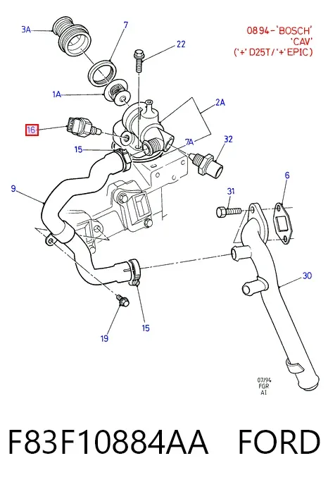 Czujnik temperatury płynu chłodzącego F83F10884AA Ford