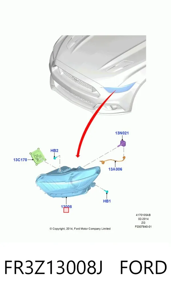 Reflektor prawy FR3Z13008J Ford