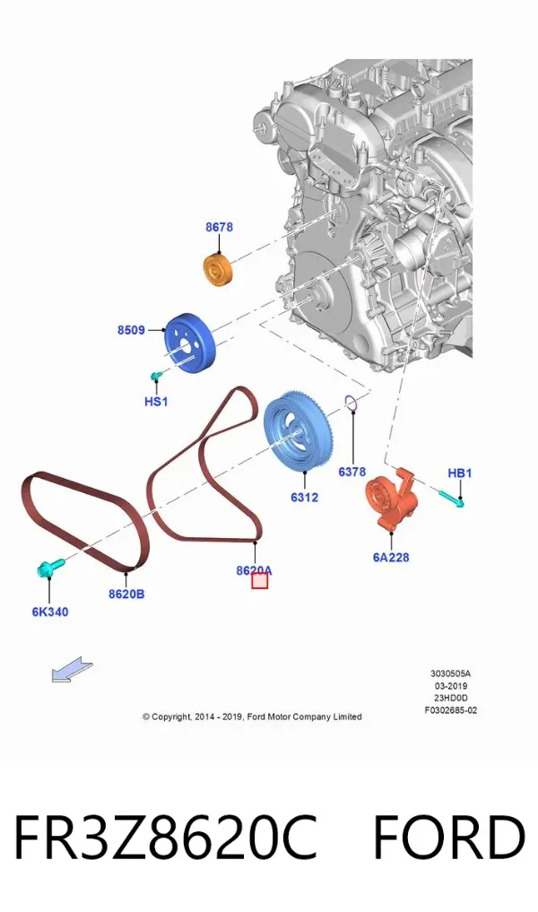 Pas napędowy mechanizmów FR3Z8620C Ford