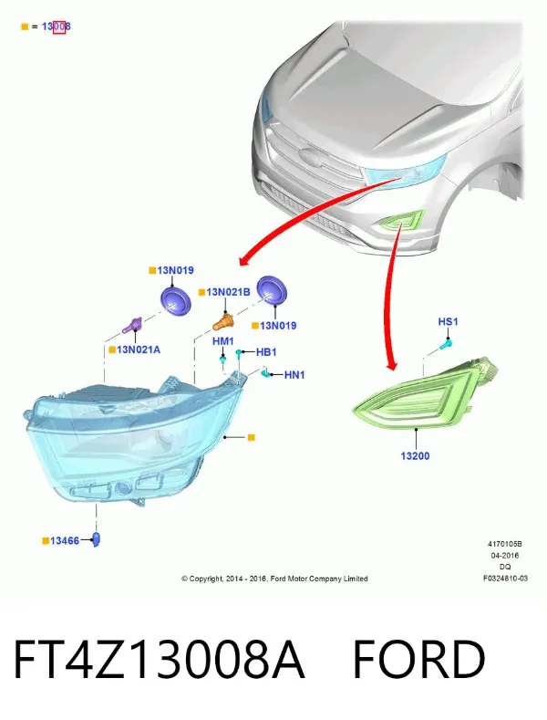 Reflektor prawy FT4Z13008A Ford