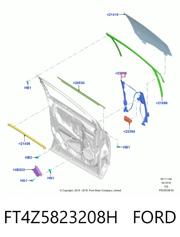 Mechanizm podnoszenia szyby drzwi przednich prawych Ford Edge II