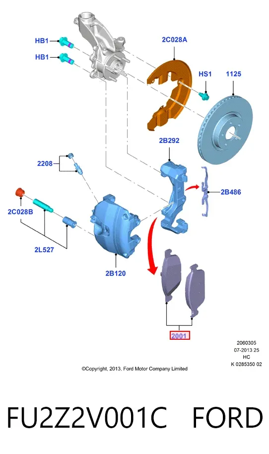 Klocki hamulcowe przednie tarczowe FU2Z2V001C Ford