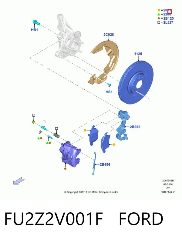 Klocki hamulcowe przednie tarczowe FU2Z2V001F Ford