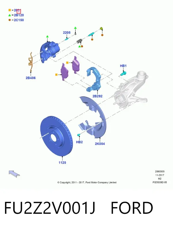 Klocki hamulcowe przednie tarczowe FU2Z2V001J Ford