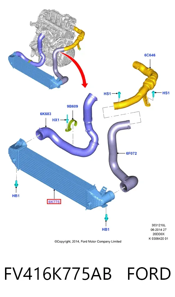 Chłodnica intercoolera FV416K775AB Ford