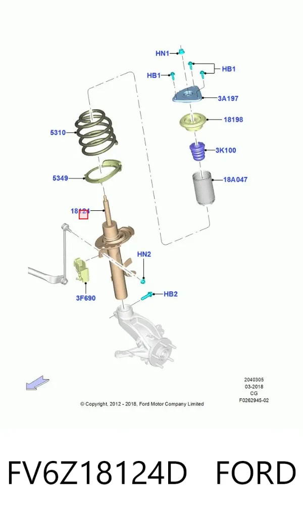 Amortyzator przedni prawy FV6Z18124D Ford
