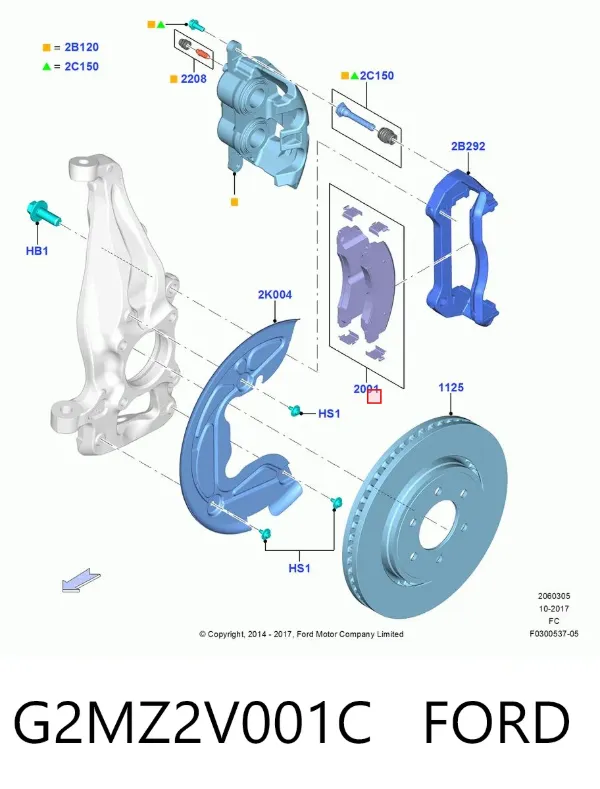 Klocki hamulcowe przednie tarczowe G2MZ2V001C Ford