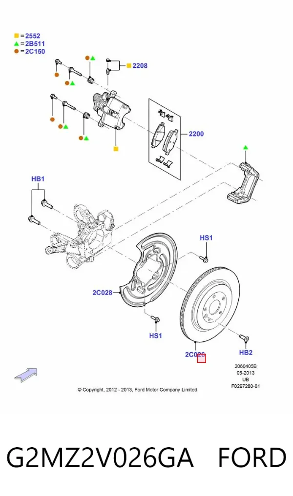 Tarcza hamulcowa tylna G2MZ2V026GA Ford
