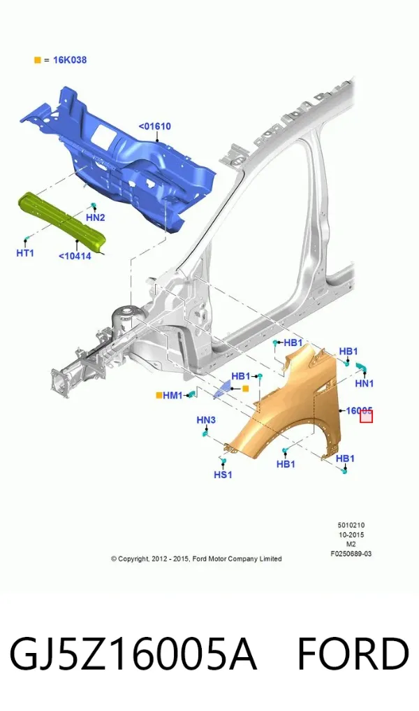 Błotnik przedni prawy GJ5Z16005A Ford