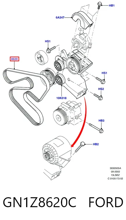 Pas napędowy mechanizmów GN1Z8620C Ford
