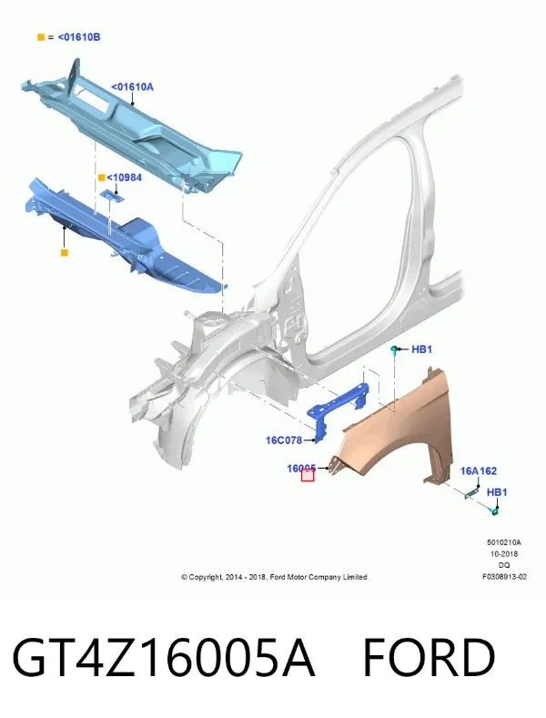 Błotnik przedni prawy GT4Z16005A Ford