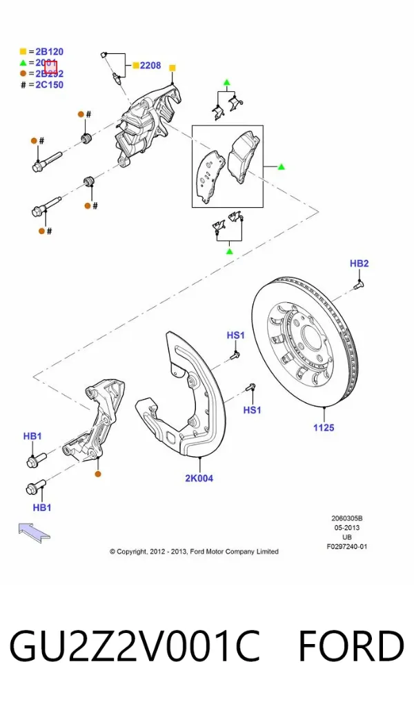 Klocki hamulcowe przednie tarczowe GU2Z2V001C Ford