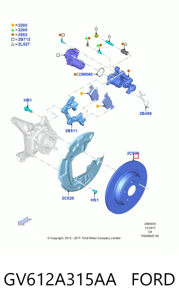 Tarcza hamulcowa tylna GV612A315AA Ford