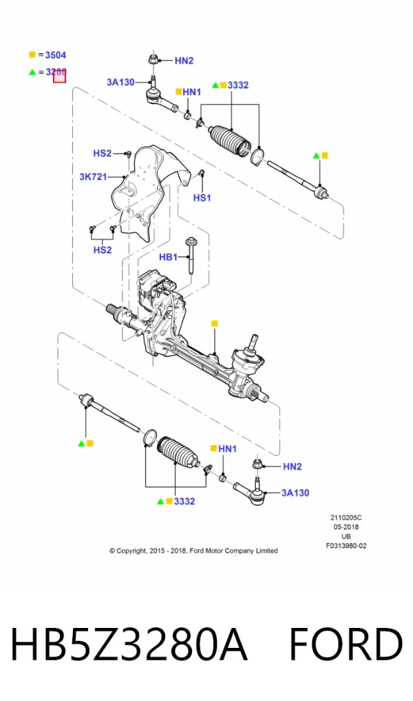 Drążek kierowniczy HB5Z3280A Ford