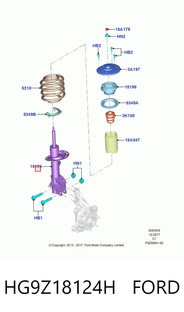 Amortyzator przedni lewy HG9Z18124H Ford