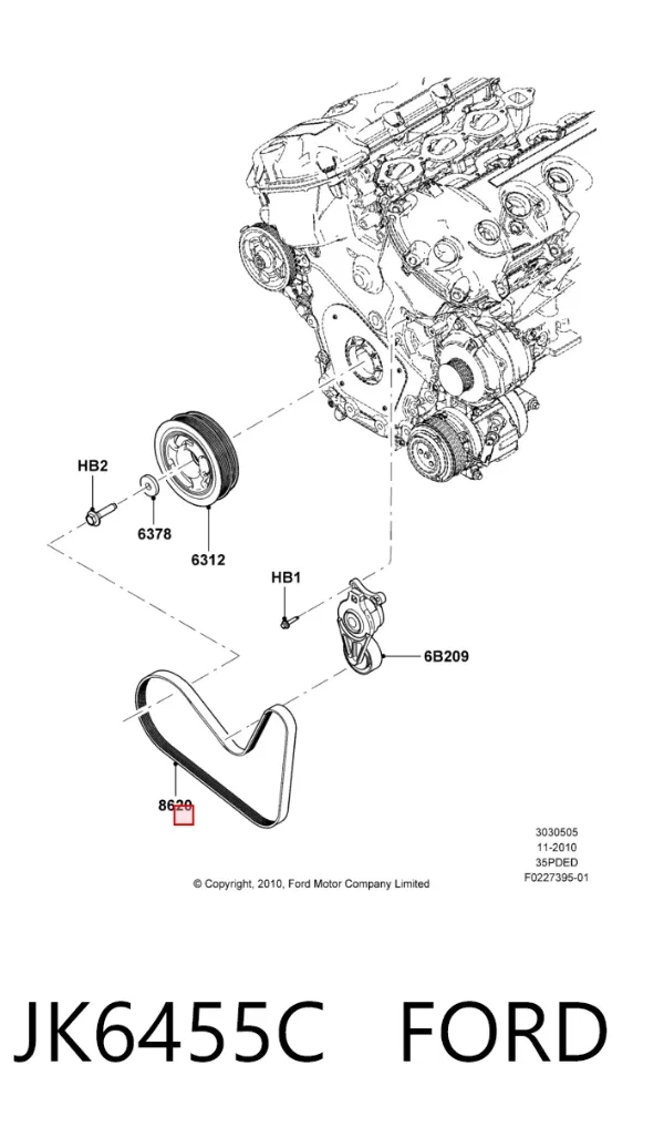 Pas napędowy mechanizmów JK6455C Ford