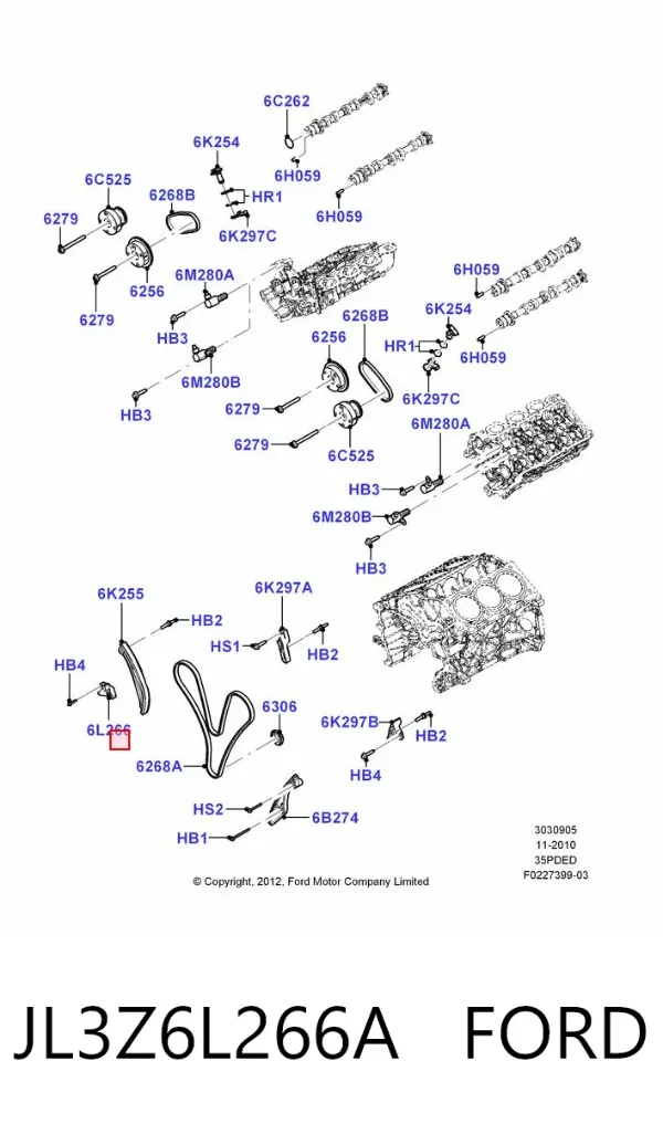 Napinacz łańcucha rozrządu JL3Z6L266A Ford