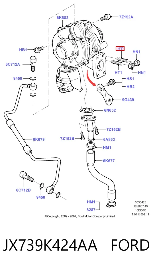 Szpilka kolektora wydechowego JX739K424AA Ford