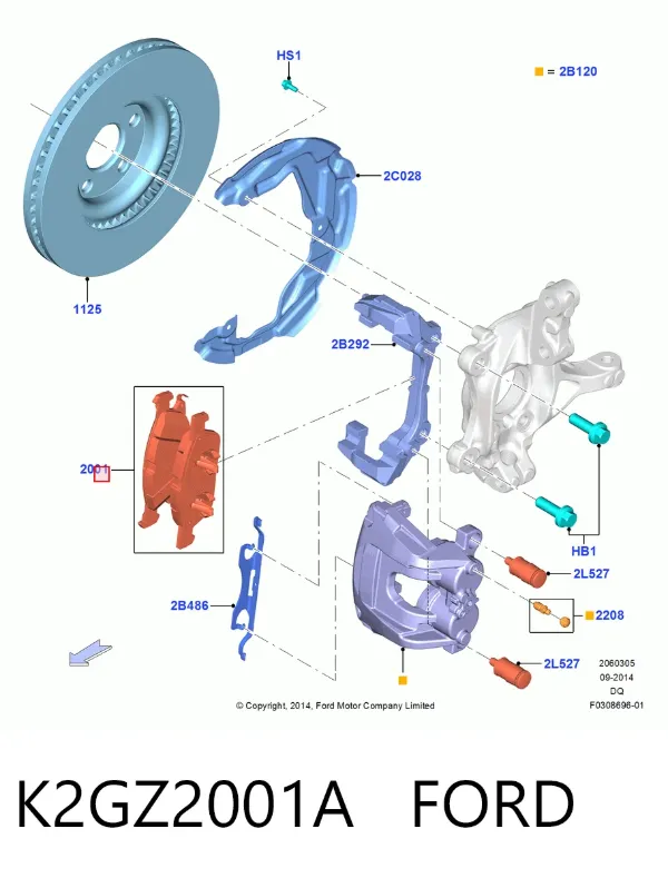 Klocki hamulcowe przednie tarczowe K2GZ2001A Ford
