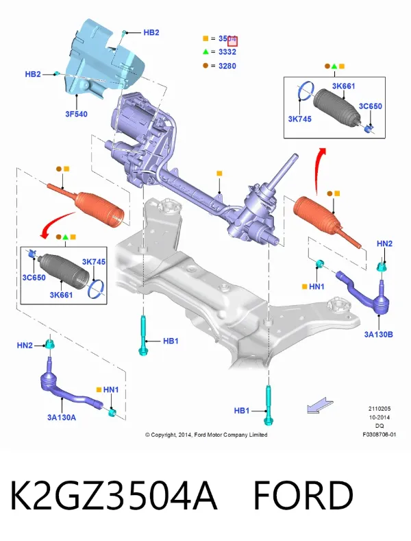 Listwa kierownicza (maglownica) K2GZ3504A Ford
