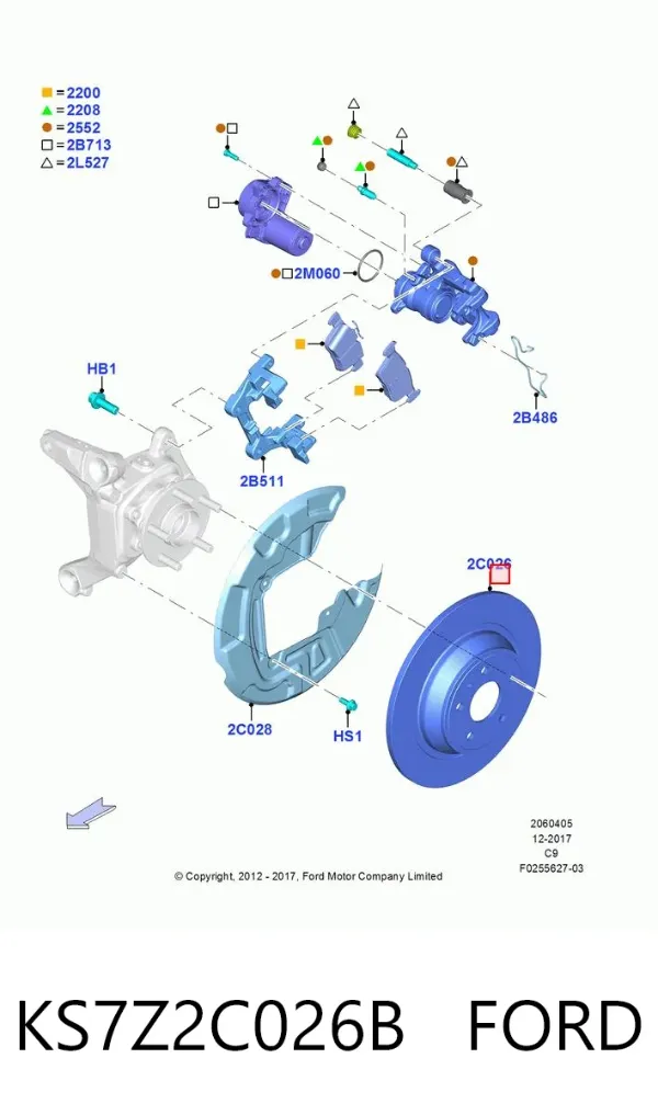 Tarcza hamulcowa tylna KS7Z2C026B Ford