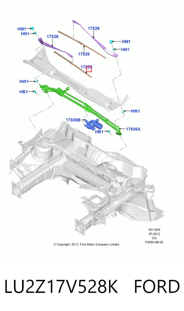 Pióro wycieraczki szyby przedniej, zestaw (2 szt.) LU2Z17V528K Ford