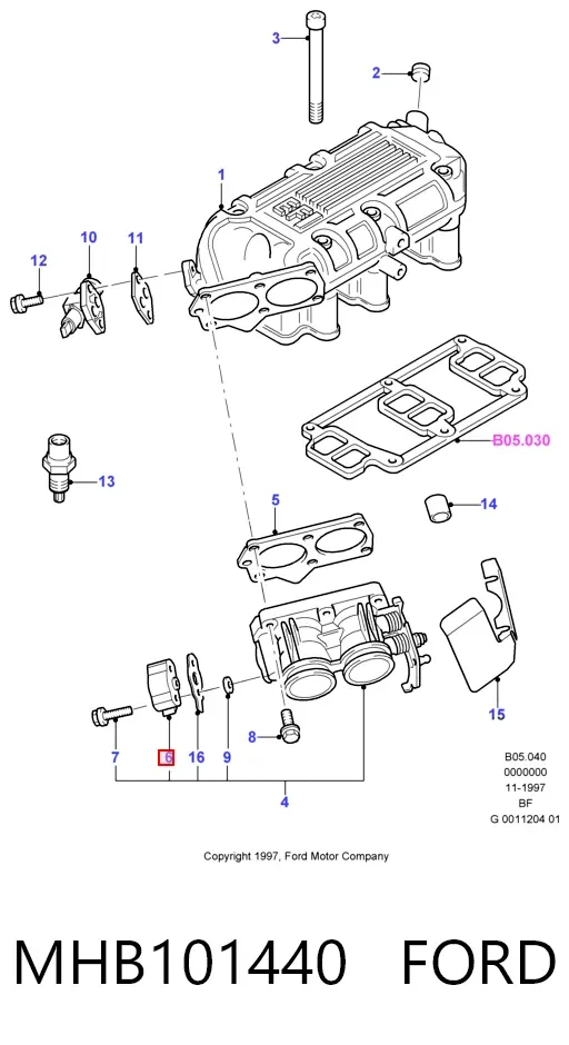 Czujnik położenia przepustnicy (potencjometr) MHB101440 Ford