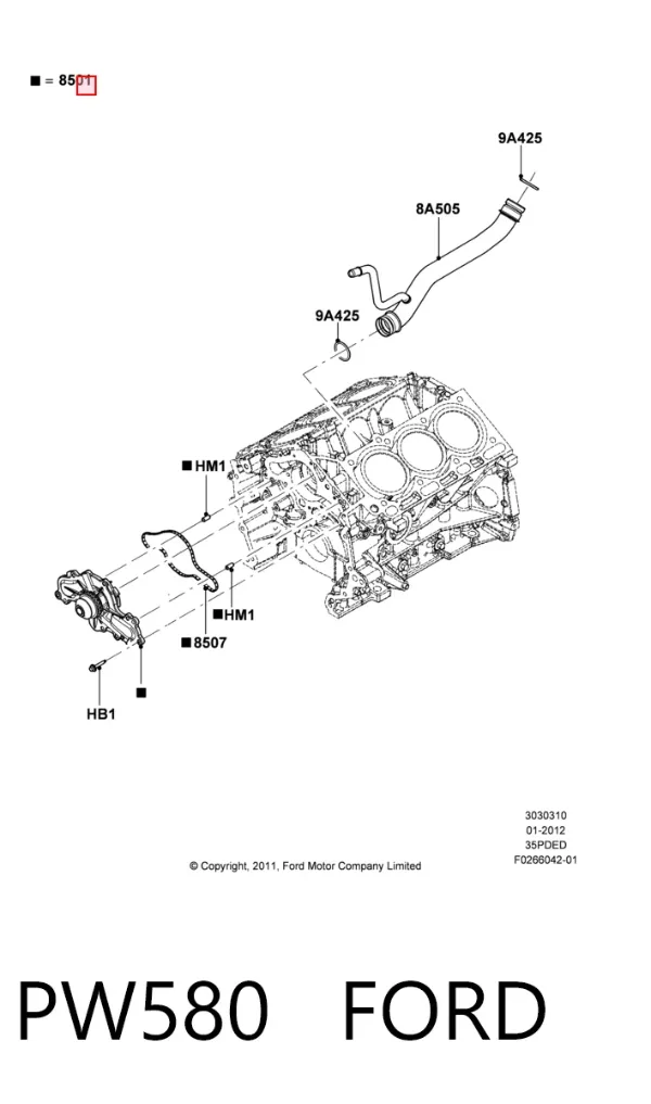 Pompa chłodząca wodna PW580 Ford