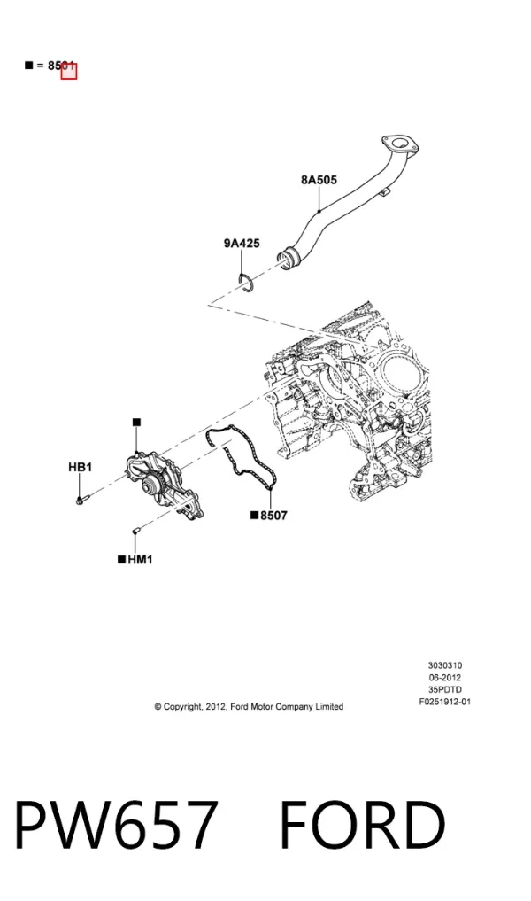 Pompa chłodząca wodna PW657 Ford
