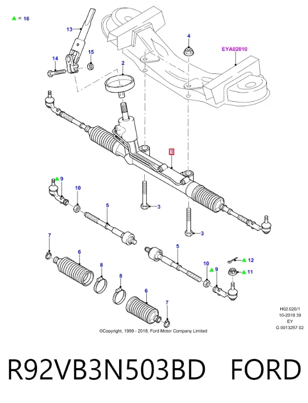 Listwa kierownicza (maglownica) R92VB3N503BD Ford