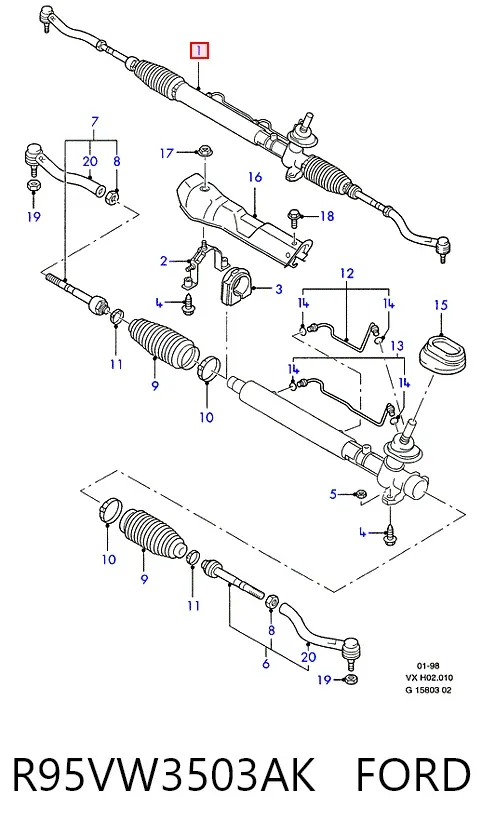 Listwa kierownicza (maglownica) R95VW3503AK Ford