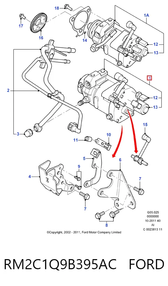 Pompa wtryskowa wysokiego ciśnienia RM2C1Q9B395AC Ford