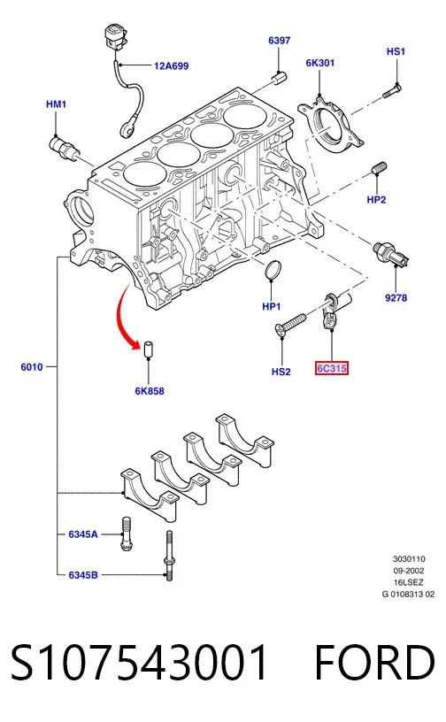Czujnik położenia wału korbowego S107543001 Ford
