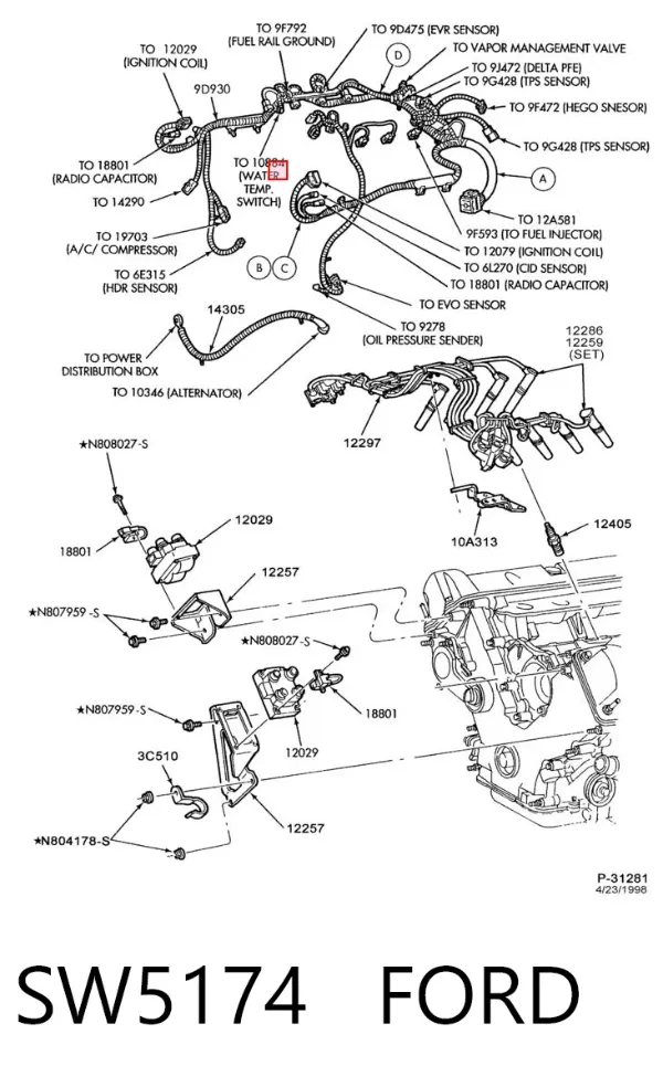 Czujnik temperatury płynu chłodzącego SW5174 Ford