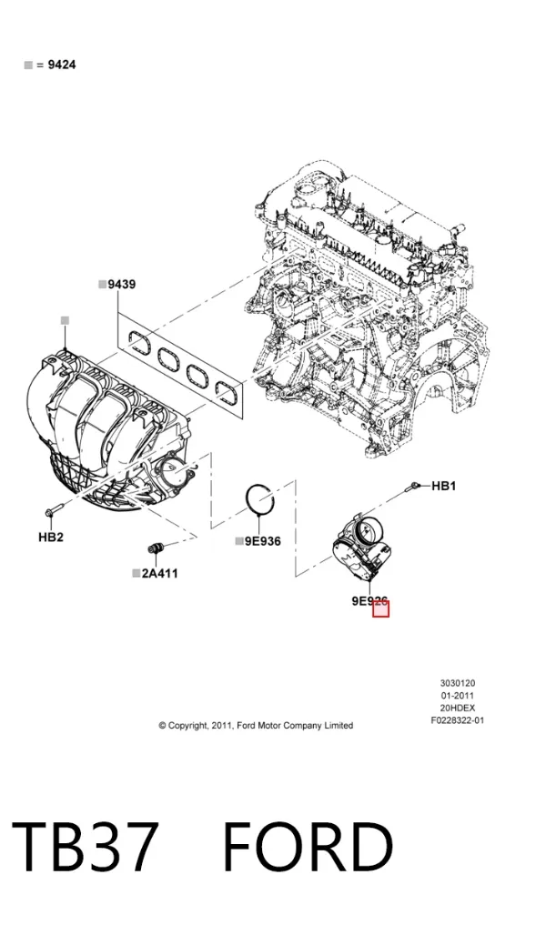 Przepustnica, komplet TB37 Ford