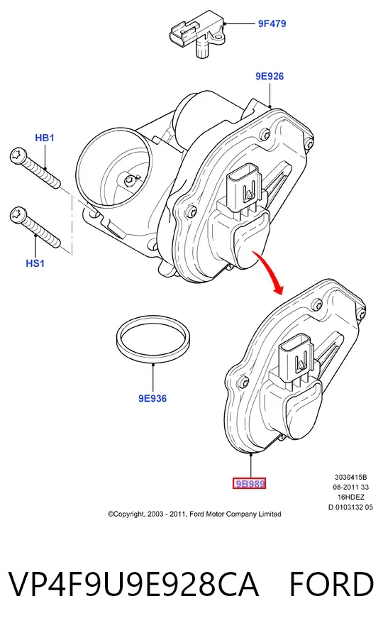 Czujnik położenia przepustnicy (potencjometr) VP4F9U9E928CA Ford
