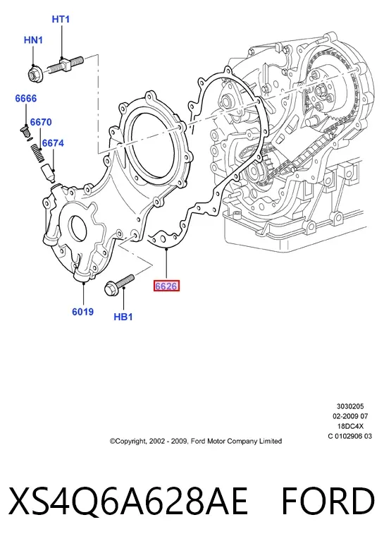 Uszczelka pompy oleju XS4Q6A628AE Ford