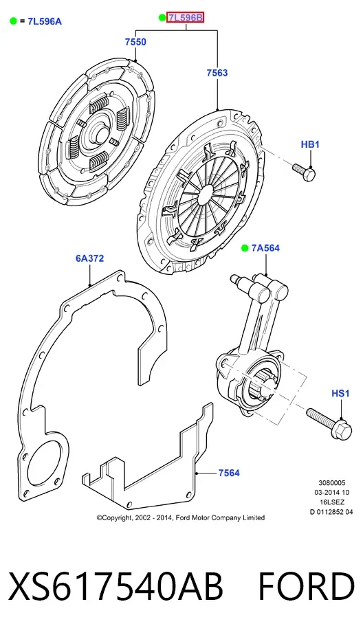 Zestaw sprzęgła (3 części) XS617540AB Ford