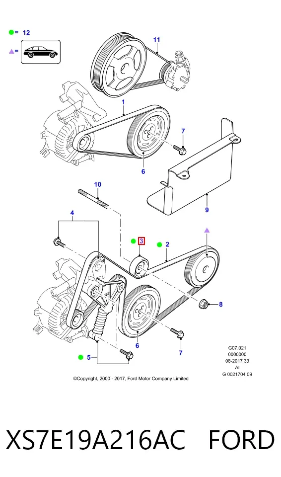 Rolka prowadząca, kierunkowa paska napędowego XS7E19A216AC Ford