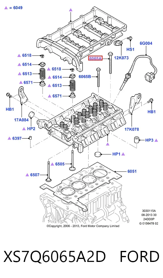 Śruba głowicy cylindrów XS7Q6065A2D Ford