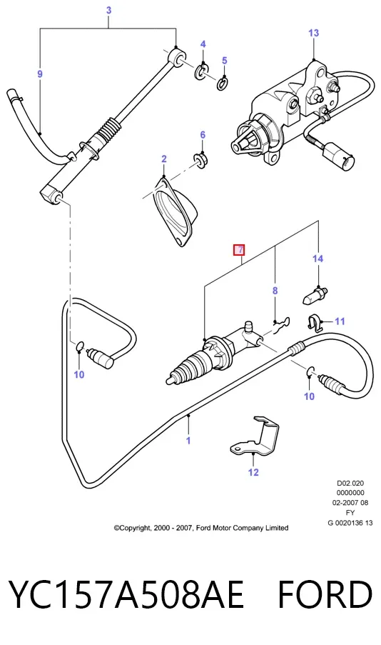 Cylinder roboczy sprzęgła YC157A508AE Ford