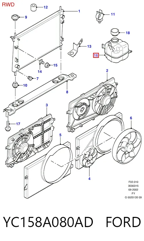 Zbiorniczek wyrównawczy układu chłodzenia YC158A080AD Ford