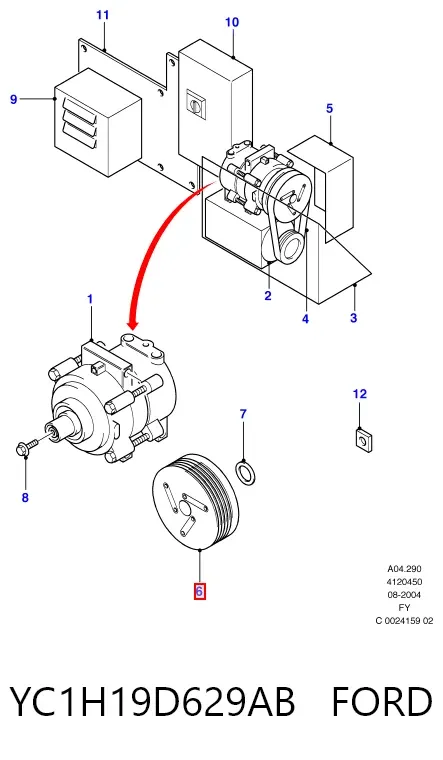 Sprężarka klimatyzacji YC1H19D629AB Ford