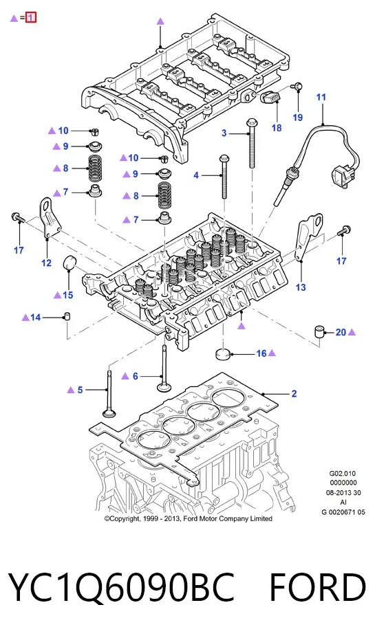 Głowica cylindrów YC1Q6090BC Ford