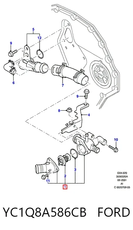 Obudowa termostatu YC1Q8A586CB Ford