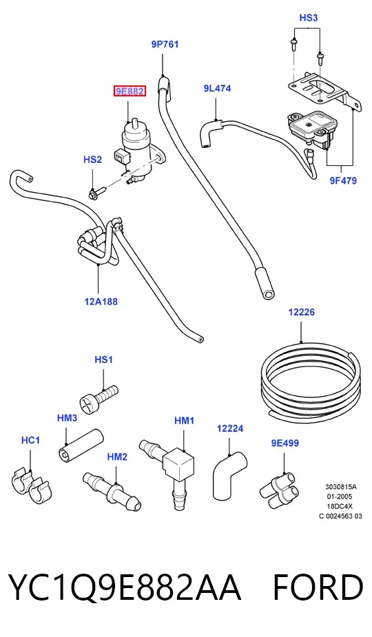 Zawór elektromagnetyczny regulacji klapy EGR YC1Q9E882AA Ford
