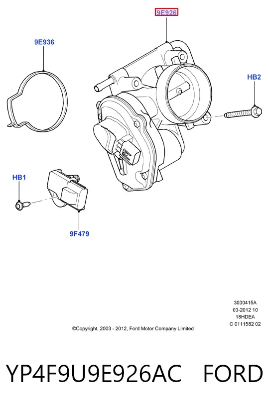 Przepustnica, komplet YP4F9U9E926AC Ford